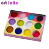 12 Colorset Glitter Polish Art Powder Flocking Velvet Pigment för naglar DIY Dekorationstips 220708