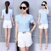 Summer Korean Fashion Womens and Chiffon Women Blouses Short Sleeve White Office Lady Shirts Ladies Tops 220707