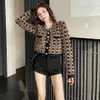 designer Designer Autumn/Winter Faux Fur Knit Jacket Fashion FF Single Breasted Crewneck 5220