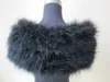 Kvinnor Real Ostrich Feather Fur Shawl Shawl Brug Bride Wedding Party Accessories Svart