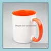 Mugs Drinkware Kitchen Dining Bar Home Garden 11Oz Selling Billet Sublimation Ceramic Mug Color Handle Inner Diy Transfer Heat Press Prin