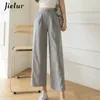 Jielur Fashion Wide Leg Pant Cotton Linen High Waist Solid Color Pockets Black Khaki Trousers S-XXL Spring 220325