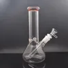 Gros 8 pouces bécher en verre Bong narguilés tige basse mâle bol bouteille épaisse Dab plate-forme eau Bongs recycleur moyen plates-formes avec tuyau de brûleur à mazout