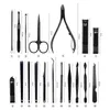 dropshipping 18Pcs Manicure Set Pedicure Tools Household Black Stainless Steel Ear Spoon Nail Clippers Cutters Scissors Kit