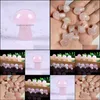 Arts And Crafts Arts Gifts Home Garden 20Mm Rose Quartz Mini Mushroom Plant Statue Natural Stone Carving Decoration C Dhx4G