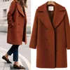 Elegante casaco de longa damas de trespassado de peito duplo 2021 Winter Women Wool Coats Casual Efeitos casuais Jaquetas de lã sobretudo T220714