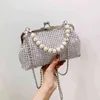 Bolsa de noite e bolsa de diamante artificial e bolsa de pérola luxo bolsa requintada noite 220325