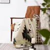 Cobertores sofá de malha geométrica Bobertão Boho Cadeira de cadeira de cadeira de tampa de toalha de toalha Cama de xadrez macia de tapeçaria