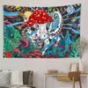 Skeleton Mushroom Tapestry Hippie Trippy Moon and Stars Snail Fantasy Plants Leaves Wall Hanging Phase Moth Living Room Dorm J220804