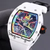 2022 Miyota Automatic Tourbillon Cyril Kongo Mens Watch Ceramics Case Artiste Tagged by Graffiti Skeleton Dial White Rubber Super Edition PureTime01 E276-6801