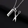 Pendanthalsband Punk Creative Scissors Comb Stainless Steel Necklace Men Rock Hip Hop Barber Tools Choker Women Jewelry N88pendant