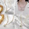 Haute qualité Amoureux de mariage Cadeau Bijoux Pendentif Colliers Couture asymétrique Double Collier de perles d'eau douce Design Cat Eyed JllBWK