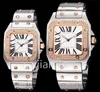 Women Mechanical Watchsquare all all stail steel automatic wristwatch no calendar couple watches3032