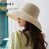 Cappelli a tesa larga Cappello estivo da sole Hepburn da donna Elegante cappello rotondo grande Protezione UV Floppy Paglia Beach Panama Gorro Buket HatCappelli larghiWide We