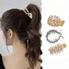 Artiglio per capelli a coda di cavallo alta stile coreano per donne Ragazze Piccoli fermagli per capelli dolci e freschi Eleganti perle di strass Copricapo in metallo