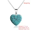 Opal Colares Jóias de jóias Pingente em forma de coração Azul colar de turquesa de cristal de pêssego Centro natural 7 color