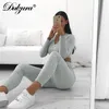 Dulzura 2019 autunno inverno abbigliamento donna due pezzi set pantaloni abiti tuta crop top fasciatura sexy streetwear co ord set T200718