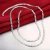 Kedjor 4mm herr i sidled halsbandslänk vintage 925 sterling silver för kvinnor 30 tum enkel geometriska halsband