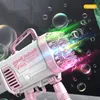 Çocuklar Bubble Gun Işıkları Oyuncak 64HOLE ŞARJ ELEKTRİKTA OTOMATİK KABLO MAKİNESİ Yaz Açık Sabun Su Çocuk Oyuncakları 220707