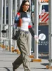Rapcopter y2k patchwork mahsul üst örme düğme uzun kollu tişört kadın yaz güneşi koruma nefes alabilen hırka moda tişört 220525