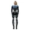 Festliga partys levererar halloween festdräkt robot krigare rustning 3d digitala tryck damer cosplay långärmad blixtlås tät bodysuit holloween tights zl1243