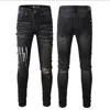 Горячие продажи мужские дизайнерские джинсы огорчены разорванный байкер тонкий подходящий мотоцикл байкеры джинсовые для мужчин мода мужские черные брюки