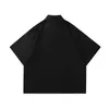 Camisa de camisas casuais masculina para homens 2022 Verão Retro Retro vintage Letra de manga curta Imprimir ferramentas japonesas Racing de lapela casal de algodão Tees Top C