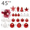 Feestdecoratie 45 stks kerstballen ornamenten boom rood wit goud zwart glitter star topper hangende hangers ingesteld voor huisdecoratie