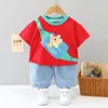 Zestawy odzieży Baby Boy Summer Ubrania 18 24 miesiące kreskówki T-shirts Tops and Shorts Dwupoziomowe stroje dla niemowląt Kids Bebes Tracksuitclo
