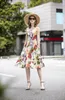 Women's Runway Dresses Spaghetti Straps Floral Printed Ruffles Fashion Summer Holiday Dress Vestidos