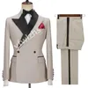 Classic Double-Breasted Wedding Tuxedos Peak Lapel Mens Suit Two Pieces Formal Business Mens Jacket Blazer Groom Tuxedo Coat Pants 01221