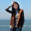 女性のベスト2022冬のコーデュロイラムヘアベスト女性ゆるくて厚い暖かさの女性コットンジャケット韓国ファッション1 luci22