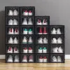 NEW!!! Thicken Plastic Shoe Boxes Clear Dustproof Storage Transparent Flip Candy Color Stackable Shoes Organizer Boxes Wholesale
