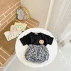 Clothing Sets Smile Toddler Baby Boy Girl Cotton Solid Short Sleeve Tshirt Plaid PP Bloomers 2pcs/set Born Girls Boys Outfitsclothing