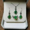Smycken sätter naturligt grönt jade ädelstenringar/örhängen/halsband