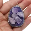 Pendant Necklaces Natural Irregular Amethysts Cluster Crystal Quartrz Female Charms Ore For Jewelry Making Necklace Accessories