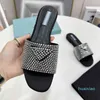 Designer Slippers Luxury Sequins Slippers Square Toe Real Leather Sexy Woman Summer Slide Sandales Party Shoes