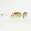 Vintage Randlose Draht Sonnenbrille Männer Übergroße Brillen Für Sommer Diamant Schneiden Gläser Metall Rahmen Oculos Gafas