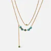 Hangende kettingen roestvrij staal 18k goud colorfast sieraden blauw turquoise hoogwaardige ketting 3a zirkoon voortreffelijke prom feestcadeau