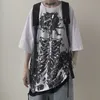 QWEEK Gothic Harajuku Skull T-shirt Koreaanse Mode Oversized Korte Mouw Tees Shirt Mall Goth Tops Grunge Alt Kpop Kleding 220402