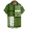 Freizeithemden für Herren, Hawaii-Pflanze, 3D-Druck, Sommer, Baumwolle und Spandex, kurzärmelig, Button-Down, Strand, große EU-Größe, Herrenbekleidung, Herren