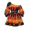 Abiti casual Donne africane Sexy con spalle scoperte Mini abito Dashiki Stampa tribale Africa Lady Robe Abbigliamento Africaine Femme VestidosCasual