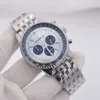 1884 Sports Mens vk Quartz Chronograph Watch Двухцветный ice Blue Blue Battery Steel Bracelet Multifunt Menes Watch 46 мм