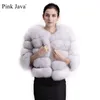 Розовая Java 1801 Real Murce Women Женщины зимняя толстая меховая куртка короткая меховая шерсть оптом подлинный короткий рукав 201016