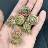Pendant Necklaces Wholesale Mixed Color Natural Stone Powder Crystal Sandstone Turquoise Hand-carved Flower Beads DIY Bracelet NecklacePenda