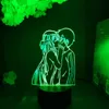 Noite luzes kirito asuna beijando anime lâmpada kawaii quarto decorativo manga gadgets espada arte figurina led luz aniversário presente