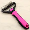 Pet Dog Grooming Brush Double Sided Shedding och Demating Undercoat Rake Comb för hundar och katter extra breda