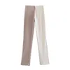 Patchwork Casual Women high Waist pants Female Solid loose women trousers chic Office lady outfit streetwear