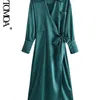 Frauen Mode Mit Gebunden Soft Touch Wrap Midi Hemd Kleid Vintage Langarm Aufgesetzte Tasche Weibliche Kleider Vestidos Mujer 220526