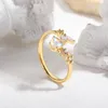 Eheringe Romantische Liebe für Frauen Original Krone Herz Wishbone Verlobung Gold Kristall Ring Luxusschmuck